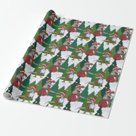 Papel De Presente Natal do Dinossauro T-Rex Papai Noel