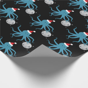 Papel De Presente Natal do Disco Ball Octopus Santa Hat