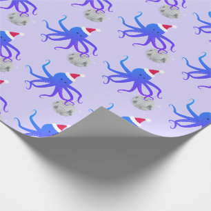 Papel De Presente Natal do Disco Ball Octopus Santa Hat