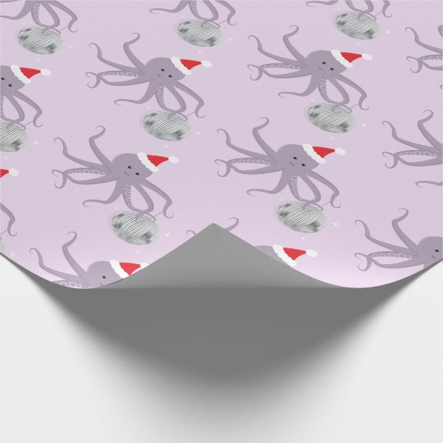 Papel De Presente Natal do Disco Ball Roxo Octopus Santa Hat (Ponta)