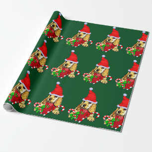 Papel De Presente Natal do filhote de cachorro de cocker spaniel