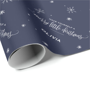 Papel De Presente Natal do floco de neve do marinho