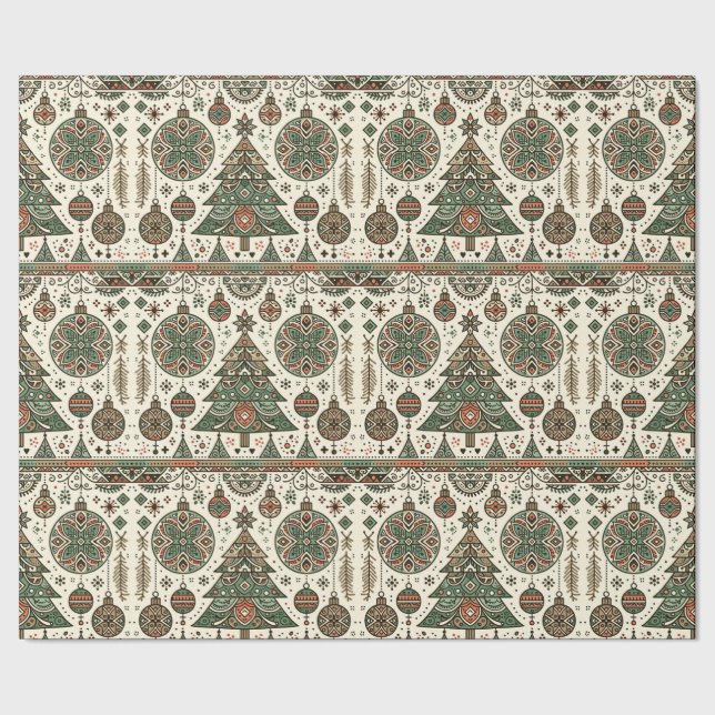 Papel De Presente Natal do Folheto Vermelho e Verde (Barra)