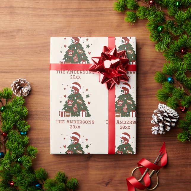 Papel De Presente Natal do Futebol Americano Personalizado (Presente de Natal)