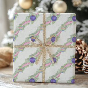 Papel De Presente Natal do Ornamento de Arcos Quentes de Aquarela