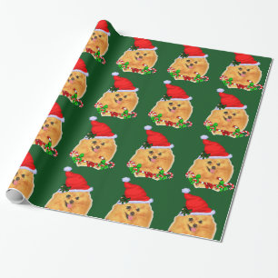 Papel De Presente Natal do papai noel de Pomeranian