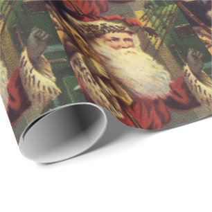 Papel De Presente Natal do papai noel do vintage festivo