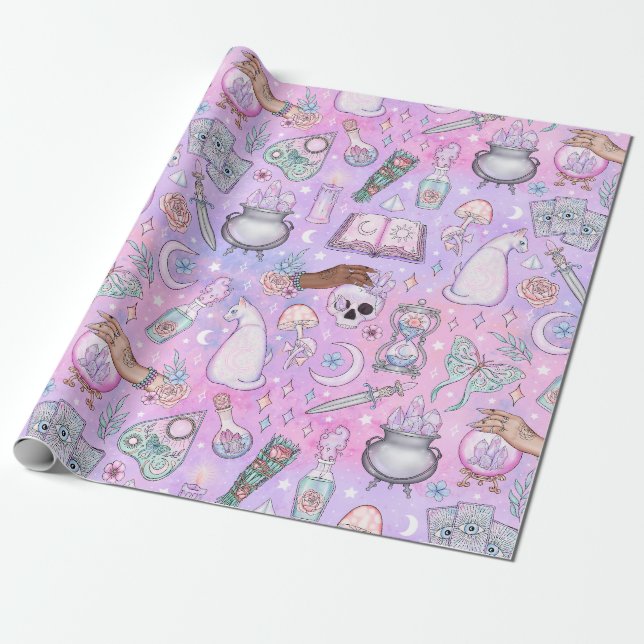 Papel De Presente Natal do Rosa Pastel no Halloween  (Desenrolado)