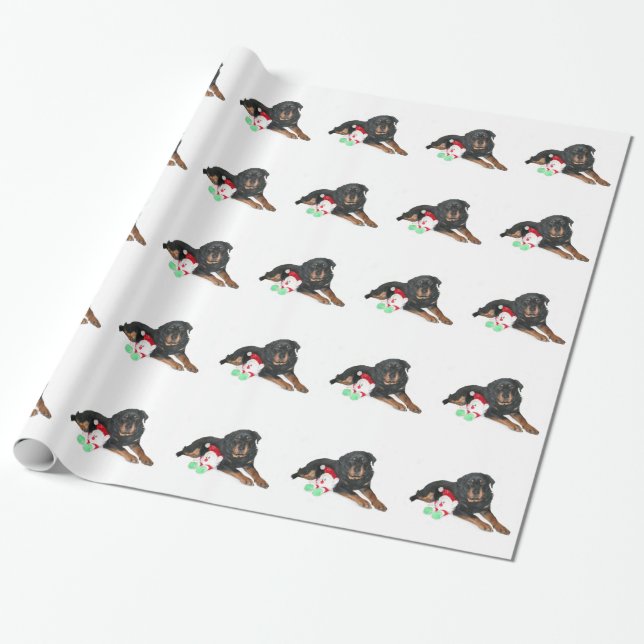 Papel De Presente Natal do rottweiler (Desenrolado)