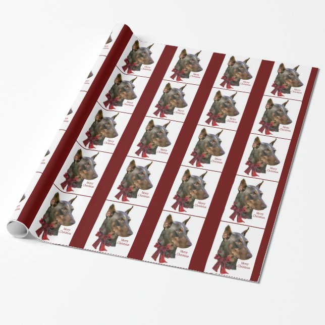 Papel De Presente Natal Doberman Pinscher (Desenrolado)
