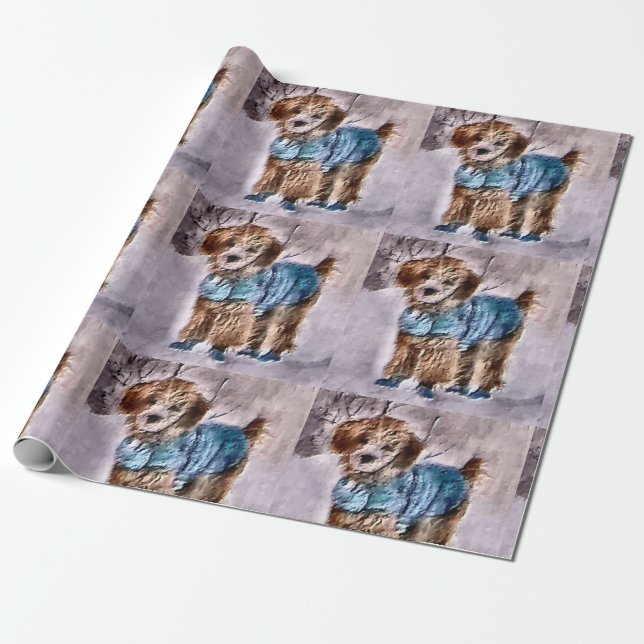 Papel De Presente Natal dos Amantes de Poodle (Desenrolado)