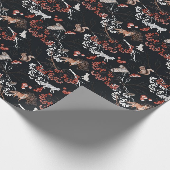 Papel De Presente Natal dos Animais da Floresta de inverno (Ponta)