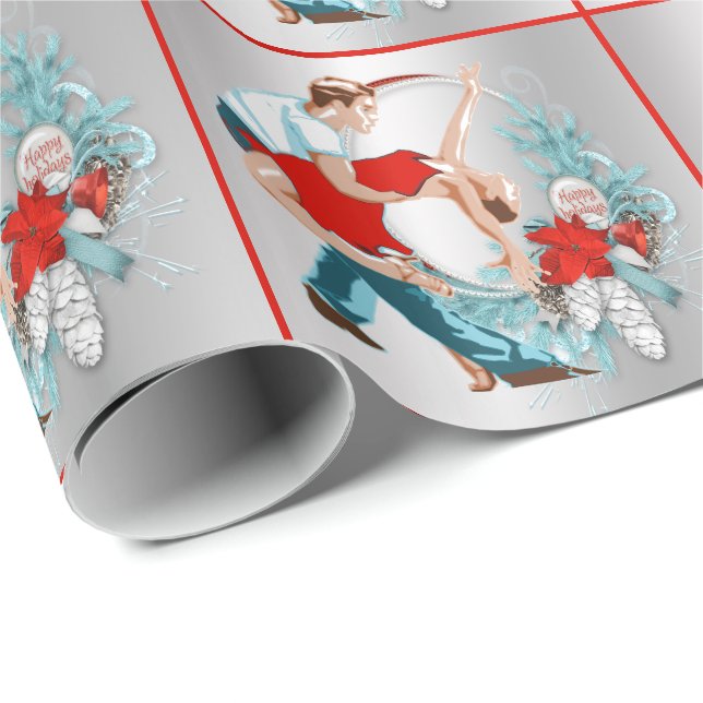 Papel De Presente Natal dos dançarinos boas festas (Ponta do rolo)