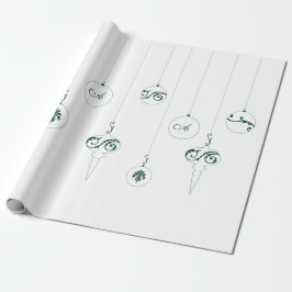 Papel De Presente Natal dos Monogramas verdes de inverno