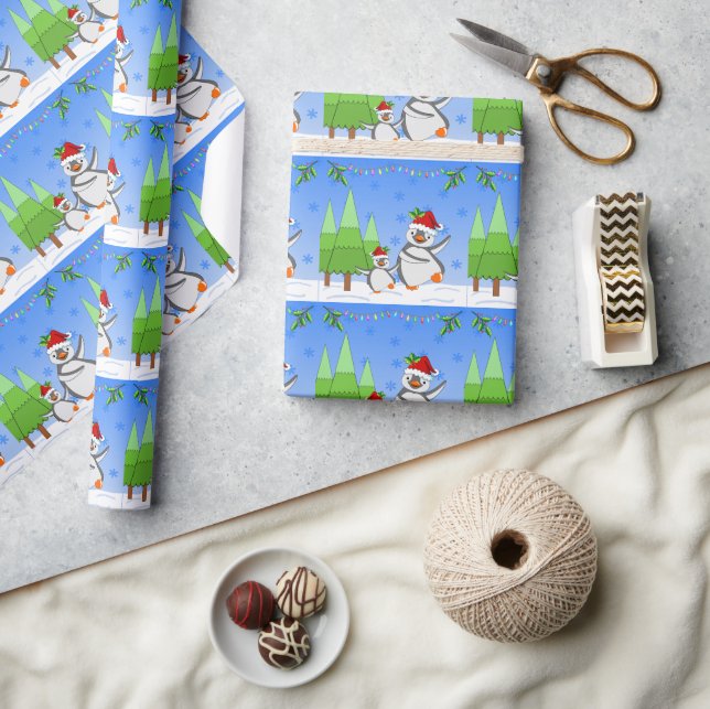 Papel De Presente Natal dos Pinguins  (Artesanato)