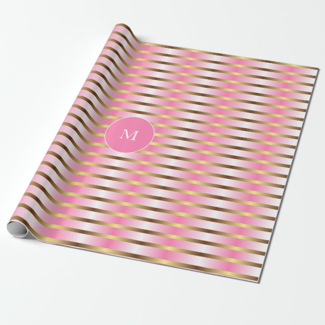 Papel De Presente Natal Dourado e branco rosa moderno (Desenrolado)