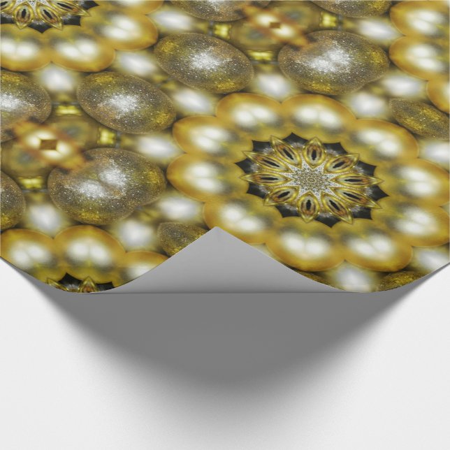 Papel De Presente Natal Dourado e Silver Baubles (Ponta)