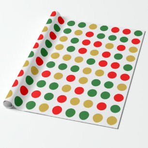 Papel De Presente Natal Dourado Verde Vermelho