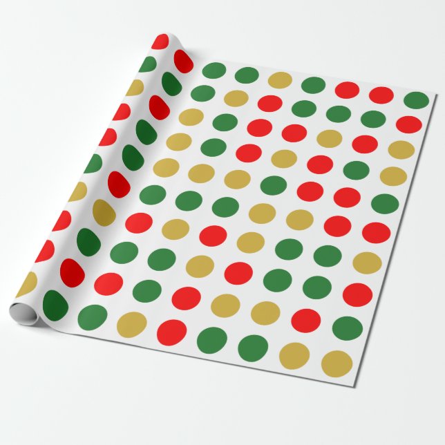 Papel De Presente Natal Dourado Verde Vermelho (Desenrolado)