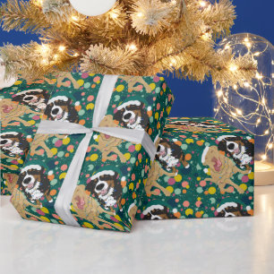Papel De Presente Natal Dudley Labrador e Bernese Mountain Dog