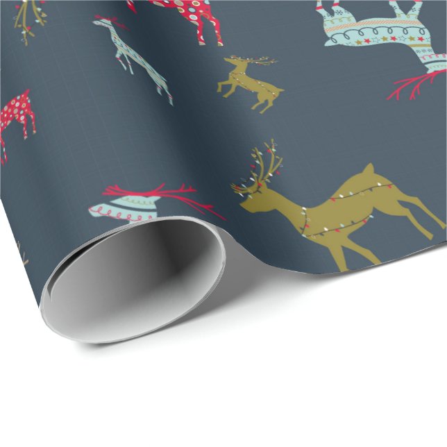 Papel De Presente Natal e Feriado de Reindeer Padrão Moderno (Ponta do rolo)