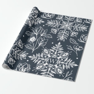 Papel De Presente Natal elegante do teste padrão do floco de neve d