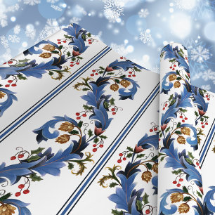 Papel De Presente Natal elegante William Morris inspirado