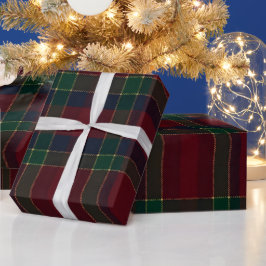 Papel De Presente Natal Elegante Xadrez Vermelho Verde Dourado