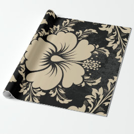 Papel De Presente Natal em damasco bege elegante