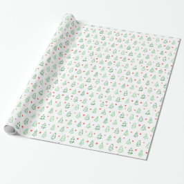 Papel De Presente Natal em Floco de Neve Geométrico Verde Moderno