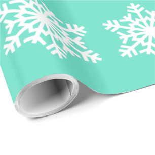 Papel De Presente Natal em Flocos de Neve Azul de Tiffanys Aqua