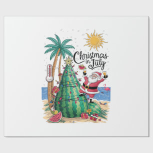 Papel De Presente Natal em Julho Melancia Árvore de Natal Papai Noel
