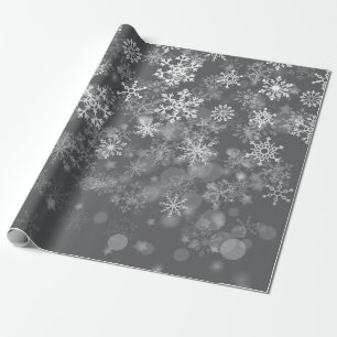 Papel De Presente Natal em preto e branco floco de neve inverno