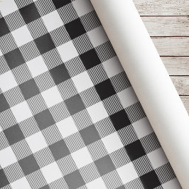 Papel De Presente Natal em Xadrez Preto e Branco de Búfalo
