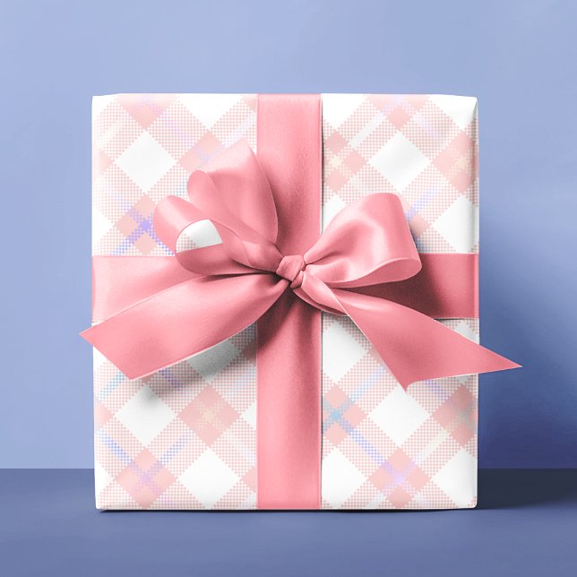 Papel De Presente Natal em Xadrez Rosa (Cute Blush Pink Tartan Plaid Personalized Wrapping Paper
)