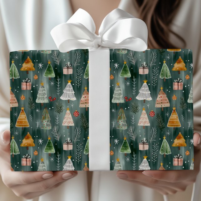 Papel De Presente Natal encantado da floresta nórdica (Criador carregado)