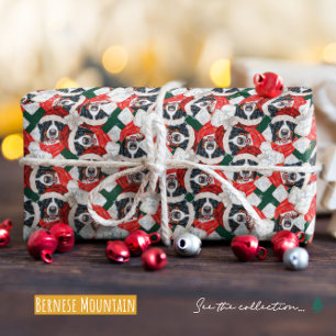 Papel De Presente Natal engraçado do cão de montanha de Berna