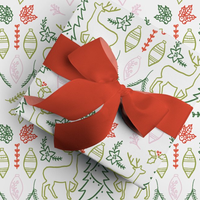 Papel De Presente Natal escandinavo (Scandinavian Christmas festive holiday gift wrapping paper.)