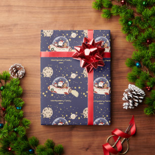 Papel De Presente Natal Espaçonave Personalizada do Papai Noel