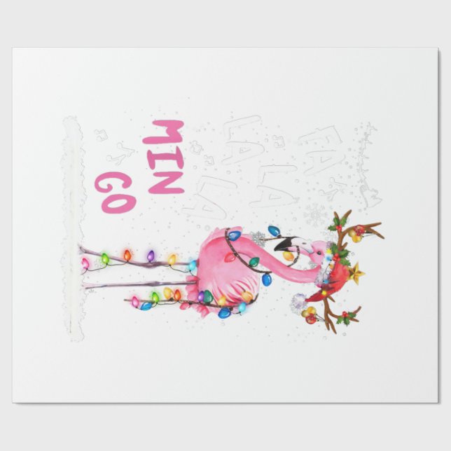 Papel De Presente Natal - Fa-La-La-Mingo Flamingo Com Natal (Aberto)