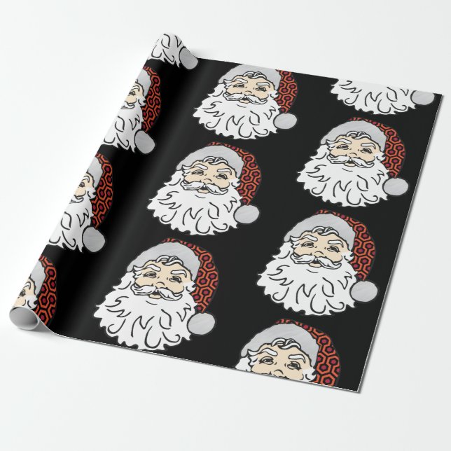Papel De Presente Natal feio santa claus spooky carpete de hotel (Desenrolado)