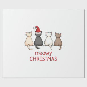 Papel De Presente Natal Felino Meowy Gato Natal Fofo Gatinho Gatos P