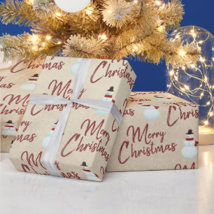 Papel De Presente Natal Feliz Boneco de Neve