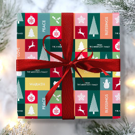 Papel De Presente Natal Feliz Feriados Nome Moderno