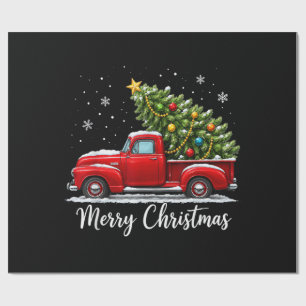 Papel De Presente Natal Feliz Natal Caminhão Vermelho Árvore Homens