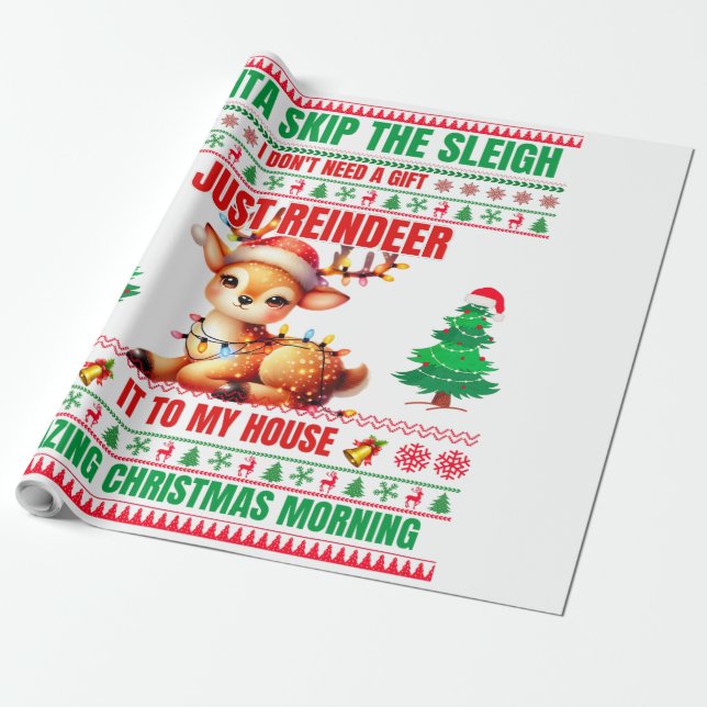 Papel De Presente Natal Feliz Natal Para O Gift Reindeer (Desenrolado)