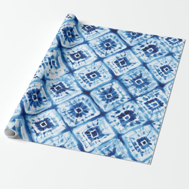 Papel De Presente Natal - Feriado do Padrão Tie Dye Shibori (Desenrolado)