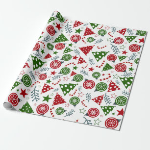 Papel De Presente Natal Festivo Verde e Vermelho