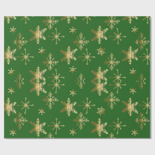 Papel De Presente Natal Floco de Neve Dourado