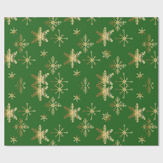 Papel De Presente Natal Floco de Neve Dourado (Aberto)